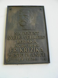 Plánice, deska na rodném domku Františka Křižíka
