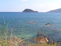 Zakynthos - ostrůvek Cameo, výhled na želvu - ostrov Marathonisi