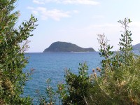 Zakynthos - ostrůvek Cameo, výhled na želvu - ostrov Marathonisi