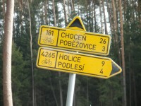 cykloturistické rozcestí u parku u Vysokého Chvojna