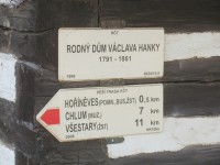 turistické rozcestí Hořiněves - Hankův dům