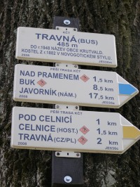 turistické rozcestí Travná - bus