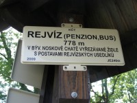 turistické rozcestí - Rejvíz, bus, Penzion Rejvíz