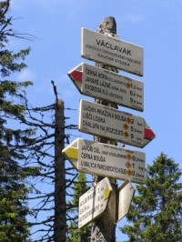 turistické rozcestí Václavák - Nad Javořím dolem