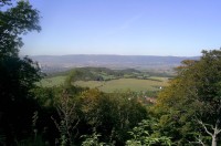 Pohled z hradu na Krušné hory