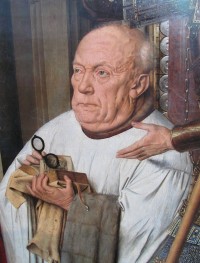 možná první zobrazení brýlí (van Eyck)