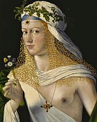 Bartolomeo Veneto - Lucrezia Borgia (ve skutečnosti zřejmě Flora podle ferrarské kurtizány)