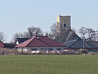 jižní část Újezdu u Uničova s kostelem sv. Jana Křtitele