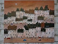 umělecké dílo na zdi kavárny