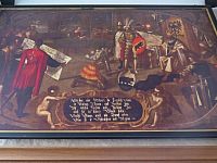 historický panel v průchodu věže