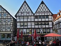 Soest – hrázděné domy, Tržní náměstí a bývalý hostinec U Pruského krále  (Fachwerkhäusern, Markt und früheres Gasthaus zum König von Preußen)