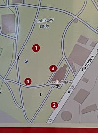 plánek rozmístění neoznačených hrobů