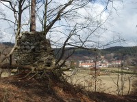 výhled z hradu na obec Holštejn