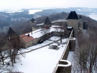 hrad Helfštýn v zimě - pohled z vyhlídkové věže