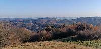 Výhledy z vrcholu Pardus na Hostýnské a Vizovické vrchy