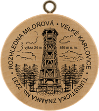 Turistická známka č. 2233 - Rozhledna Miloňová, Velké Karlovice