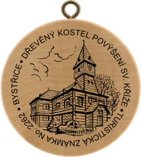 Turistická známka č. 2262 - Bystřice - dřevěný kostel Sv. Kříže
