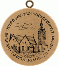 Turistická známka č. 211 - RÁCKEVE - SZERB (NAGYBOLDOGASSONY) TEMPLOM