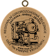 Turistická známka č. 2303 - Regionální úzkorozchodná železnice Zastávka - Babice - Zbýšov