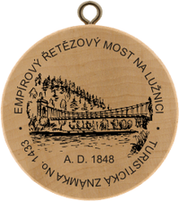 Turistická známka č. 1433 - Empírový řetězový most na Lužnici