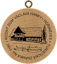 Turistická známka č. 1180 - Hořiněves, rodný dům Václava Hanky