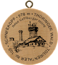 Turistická známka č. 109 - SCHNEEKOPF . 978 m . THÜRINGER WALD