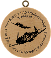 Turistická známka č. 1305 - Kovářská, muzeum letecké bitvy nad Krušnohořím