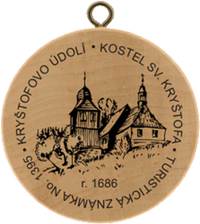 Turistická známka č. 1395 - Kryštofovo Údolí - kostel sv. Kryštofa
