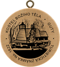 Turistická známka č. 1622 - Dřevěný kostel - Guty