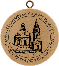 Turistická známka č. 1798 - Praha - Věž chrámu sv. Mikuláše na Malé Straně