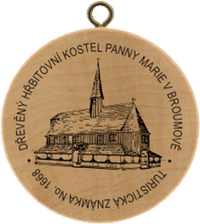 Turistická známka č. 1668 - Dřevěný hřbitovní kostel Panny Marie v Broumově