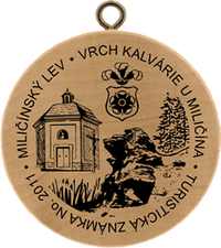 Turistická známka č. 2011 - Miličínský lev - vrch Kalvárie u Miličína