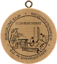 Turistická známka č. 218 - BURGRUINE KAJA - NIEDERÖSTERREICH
