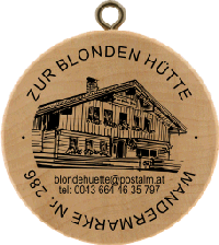 Turistická známka č. 286 - Zur blonden Hütte
