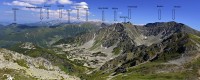 Slovensko - Západní Tatry: Roháče - pohled z Brestové na Roháče s popisem vrcholů