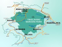 Slovinsko - Julské Alpy: mapa Triglavský národní park (zdroj: Správa Triglavského národního parku)