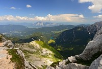 Slovinsko - Julské Alpy: výhled z Mangartského sedla na italskou stranu