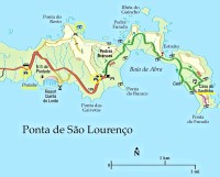 Madeira: poloostrov São Lourenço - mapa