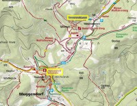 Rakousko - Gutensteinské Alpy: Soutěska Steinwandklamm a vodopády Myrafälle - orientační mapa (zdroj: Kompass mapy)