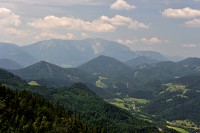 Rakousko - Gutensteinské Alpy: Hohe Wand - výhled z rozhledny - Schneeberg