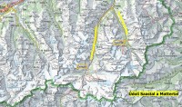 Walliské Alpy - mapa údolí Saastal a Mattertal (zdroj: mapy wanderland.ch)
