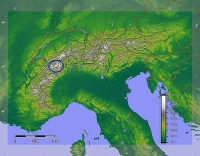 Walliské Alpy - mapa umístění v rámci Alp