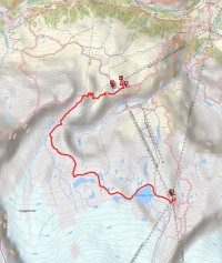 Švýcarsko - Walliské Alpy: mapa trasy Matterhorn Glacier Trail