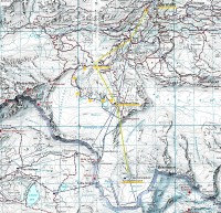 Švýcarsko - Walliské Alpy: mapa trasy Matterhorn Glacier Trail a přístupy lanovkami