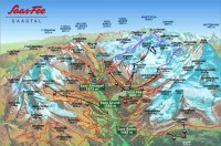 Švýcarsko - Walliské Alpy: mapa lanovek v údolí Saastal