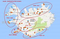 Island: mapa rozdělení na okruhy zpracované v jednotlivých článcích (zdroj: mapy.cz)