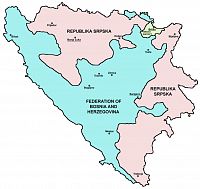 Bosna a Hercegovina: politická mapa (zdroj: wikipedie)