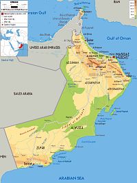 Omán: zeměpisná mapa (zdroj: wikipedie)