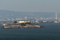 USA Jihozápad: San Francisco - pevnost Alcatraz od parkoviště Golden Gate Bridge Vista Point