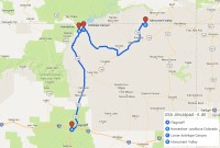 USA - Jihozápad: mapa trasy 4. část (zdroj: google.mapy)